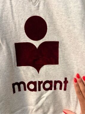 Isabel Marant women’s Light Gray Mock Sweatshirt with Burgundy Logo